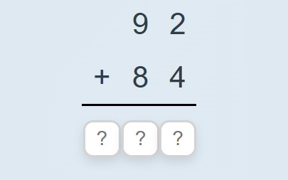 Add two-digit numbers vertically - sums to 200